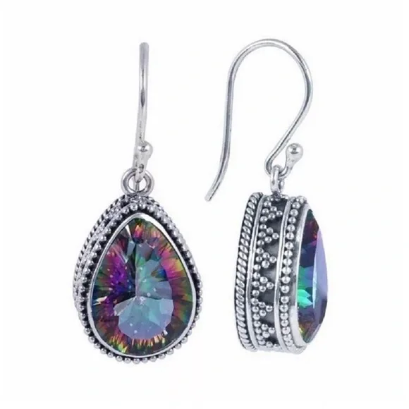 Topaz Teardrop Earrings- Topaz Dangle Earrings - Picture 2 of 10